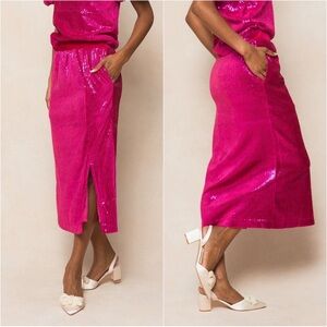 Ivy City Co Monique Skirt in Pink Sequin Sz. 1X